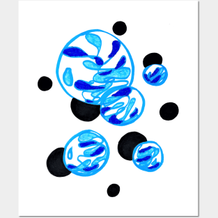 Blue Abstract Bubbles Posters and Art